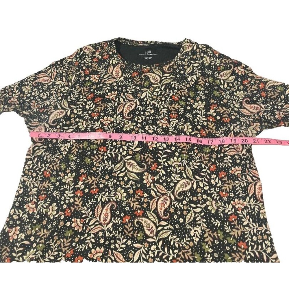 J. Jill Pima Cotton Crew Neck High-Low Long Sleeve Floral Paisley Tee Size L - Picture 6 of 8